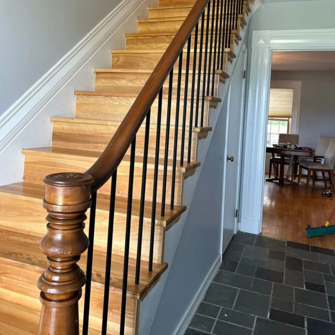custom wood moulding on stairs
