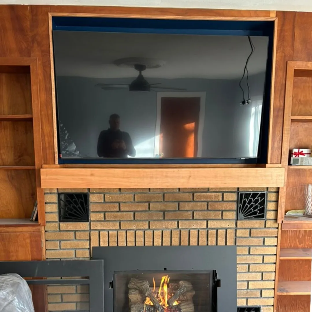 custom wood trim around television